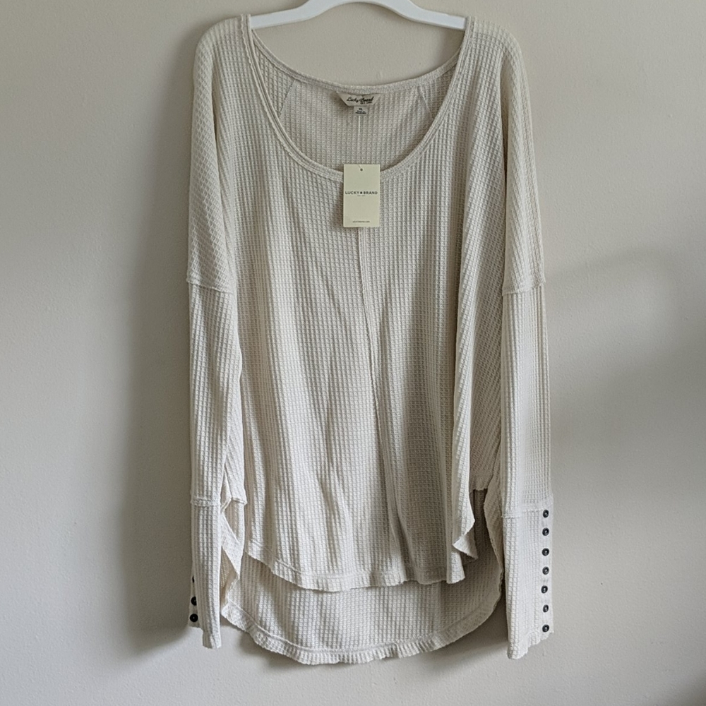NWT Lucky Brand cream off white Long Sleeve Henley